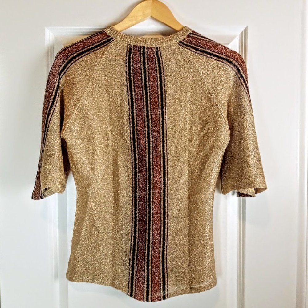 Vintage Cotillion Ltd Hong Kong Metallic/sparkle striped Top - Picture 3 of 5